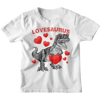 Kids Lovesaurus Dino Dinosaur Toddler Valentines Day Baby Boys Youth T-shirt - Seseable