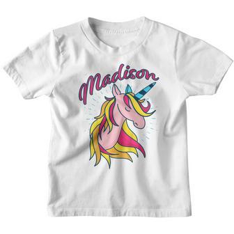 Kids Madison Unicorn Personalized Name Gift Youth T-shirt - Thegiftio UK