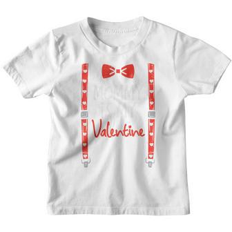 Kids Mommy Is My Valentine Suspenders Valentines Day Toddler Boys Youth T-shirt - Thegiftio UK