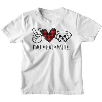 Kids Peace Love Maltese Dog For Toddler Girl Youth T-shirt - Thegiftio UK