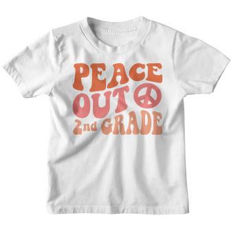 Kids Peace Out 2Nd Grade Funny Retro 70S Last Day Of 2Nd Grade Youth T-shirt - Thegiftio UK