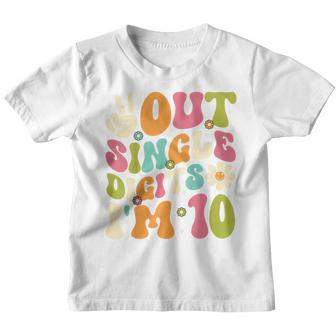 Kids Peace Out Single Digits Retro Groovy 10Th Birthday Girl Youth T-shirt | Mazezy AU