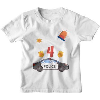 Kids Police Car 4Rd Birthday 4 Years Old Birthday Kids Youth T-shirt - Thegiftio UK