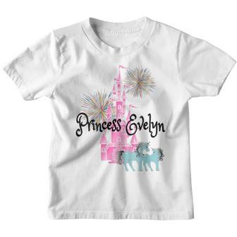 Kids Princess Evelyn Name Girls Personalized Custom Youth T-shirt - Thegiftio UK