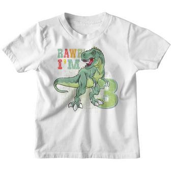 Kids Rawr Im 3 3Rd Birthday Dinosaur Boys T Rex 3 Years Old Youth T-shirt - Thegiftio UK