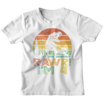 Kids Rawr Im 4 Dinosaur T Rex 4 Year Old Boys 4Th Birthday Party Youth T-shirt - Thegiftio UK