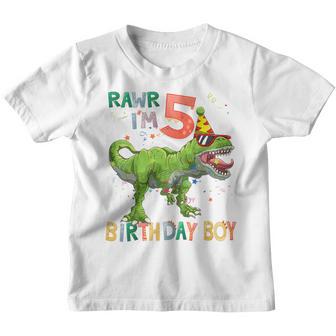 Kids Rawr Im 5 5Th Birthday Party T Rex Dinosaur Gift For Boys Youth T-shirt - Thegiftio UK