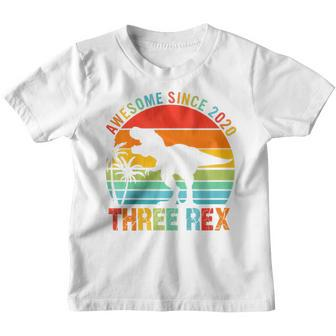 Kids Three Rex 3Rd Birthday 2020 Third Dinosaur 3 Year Old Boy Youth T-shirt | Mazezy UK
