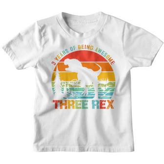 Kids Three Rex 3Rd Birthday Gifts 3 Years Old Boy Third Dinosaur Youth T-shirt - Thegiftio UK