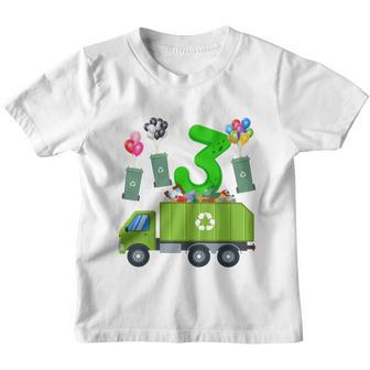 Kids Trash Bins 3 Year Old Birthday Boy Garbage Trucks Toddler Youth T-shirt - Thegiftio UK