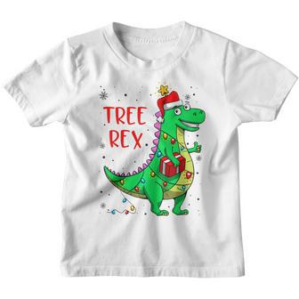 Kids Tree Rex Dinosaur Christmas Costume Xmas Tree Light Boys Youth T-shirt - Thegiftio UK