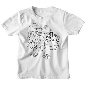 Kids Tree Rex Dinosaur Xmas Tree Light Christmas Pajamas Boys Youth T-shirt - Thegiftio UK