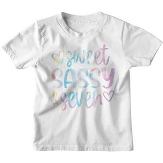 Kids Tye Dye Sweet Sassy And Seven 7 Years Old 7Th Birthday Girls Youth T-shirt | Mazezy