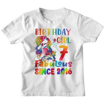 Kids Unicorn 7 Years Old Fabulous Since 2016 7Th Birthday Girls Youth T-shirt - Thegiftio UK