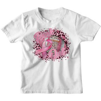 Leopard Pink Out Football Tackle Breast Cancer Warrior Girls V2 Youth T-shirt - Thegiftio UK