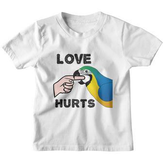 Love Hurts - Blue And Gold Macaw Parrot Youth T-shirt - Thegiftio UK
