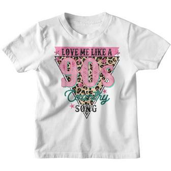 Love Me Like A 90S Country Song Leopard Western Youth T-shirt - Thegiftio UK