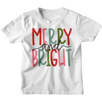 Merry And Bright Christmas Women Girls Kids Toddlers Cute Youth T-shirt - Thegiftio UK
