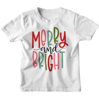 Merry And Bright Christmas Women Girls Kids Toddlers Cute Youth T-shirt - Thegiftio UK