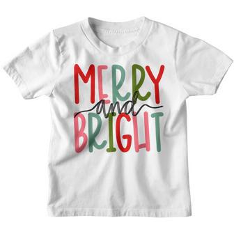 Merry And Bright Christmas Women Girls Kids Toddlers Cute Youth T-shirt - Thegiftio UK