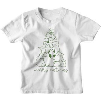 Merry Catmas Funny Cats Christmas Tree Xmas Gift V2 Youth T-shirt - Thegiftio UK