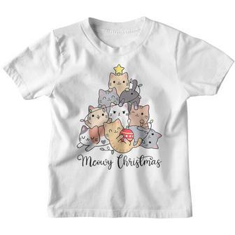 Merry Catmas Funny Cats Christmas Tree Xmas Gift V3 Youth T-shirt - Thegiftio UK