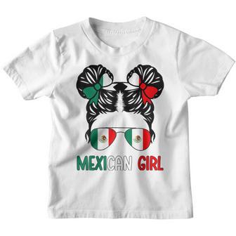 Mexican Girl Messy Hair Mexican Flag Mexico Pride Women Kids V2 Youth T-shirt - Thegiftio UK