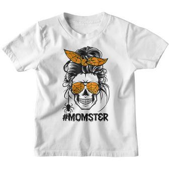 Momster Halloween Costume Skull Mom Messy Hair Bun Monster V20 Youth T-shirt - Thegiftio UK
