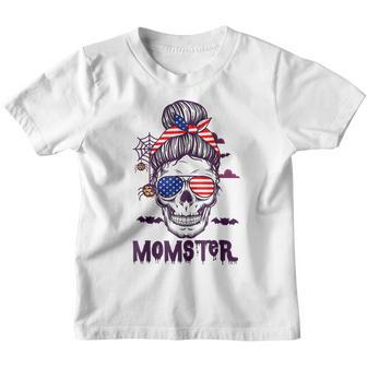Momster Womens Halloween Messy Bun Mom Ster Mom Women V14 Youth T-shirt - Thegiftio UK