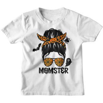 Momster Womens Halloween Messy Bun Mom Ster Mom Women V18 Youth T-shirt - Thegiftio UK
