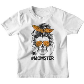 Momster Womens Halloween Messy Bun Mom Ster Mom Women V29 Youth T-shirt - Thegiftio UK