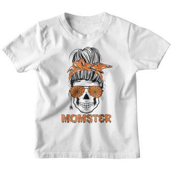 Momster Womens Halloween Messy Bun Mom Ster Mom Women V35 Youth T-shirt - Thegiftio UK
