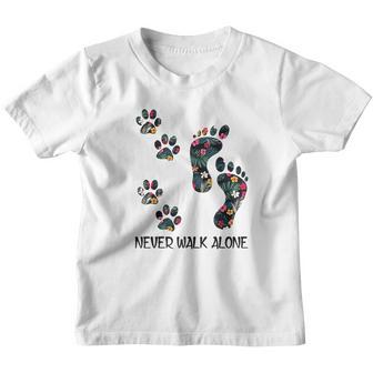 Never Walk Alone Day Truck Shamrock Paw Dog Flower Dog Friends Dog Lover Youth T-shirt - Thegiftio UK