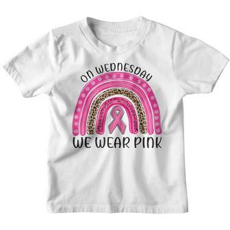 On Wednesday We Wear Pink Rainbow Breast Cancer Fighter Youth T-shirt - Thegiftio UK