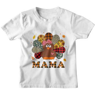 One Thankful Mama Floral Leopard Plaid Turkey Thanksgiving Youth T-shirt - Thegiftio UK