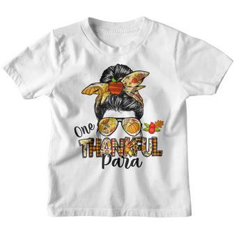 One Thankful Para Messy Bun Women Fall Thanksgiving V3 Youth T-shirt - Thegiftio UK