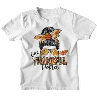 One Thankful Para Messy Bun Women Fall Thanksgiving V5 Youth T-shirt - Thegiftio UK