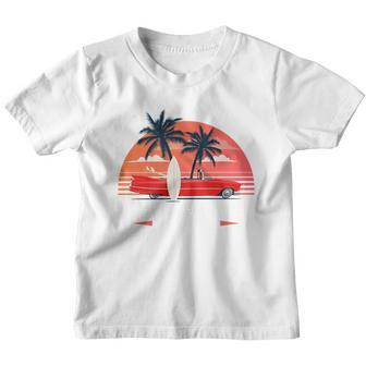 Paradise Beach Florida Sunset Retro Car Youth T-shirt - Monsterry