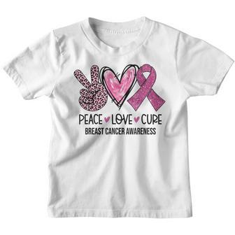 Peace Love Cure Pink Ribbon Breast Cancer Awareness Women V4 Youth T-shirt - Thegiftio UK