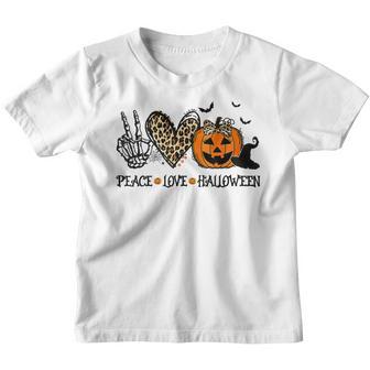 Peace Love Halloween Happy Halloween Pumpkin Leopard Heart V12 Youth T-shirt - Thegiftio UK