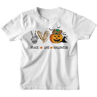 Peace Love Halloween Pumpkin Leopard Heart Happy Halloween V5 Youth T-shirt - Thegiftio UK