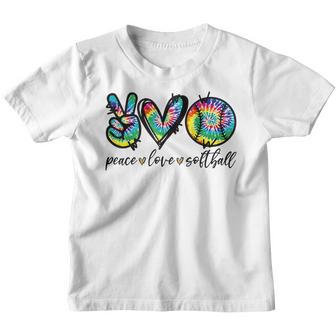 Peace Love Softball Tie Dye Cute Softball Lovers Youth T-shirt - Thegiftio UK