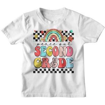 Peace Out 2Nd Grade Retro Groovy Happy Last Day Of School Youth T-shirt - Thegiftio UK