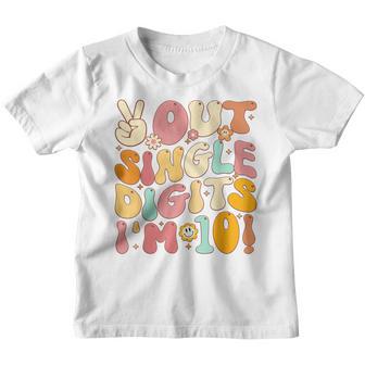 Peace Out Single Digits Retro Groovy 10Th Birthday Girl Boy Youth T-shirt - Thegiftio UK