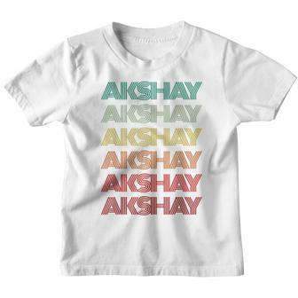 Personalized First Name Akshay Indian Boy Retro Birthday Youth T-shirt - Seseable
