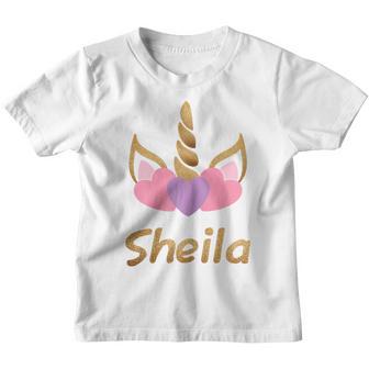 Personalized Unicorn Gift Birthday Girl Name Sheila Youth T-shirt - Thegiftio UK