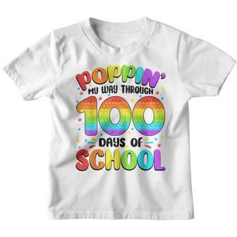 Poppin My Way Through 100 Days Of School Kids Boys Girls Youth T-shirt - Thegiftio UK
