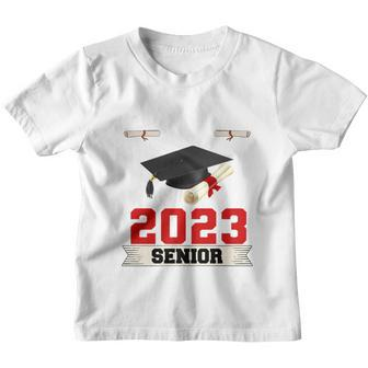 Proud Dad Of A 2023 Senior Graduation Cap And Diploma Youth T-shirt - Monsterry