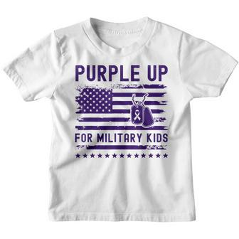 Purple Up For Military Kids Military Child Month Heart Youth T-shirt - Seseable
