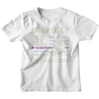 Purple Up Military Child Kids Army Dad Us Flag Retro Youth T-shirt - Seseable